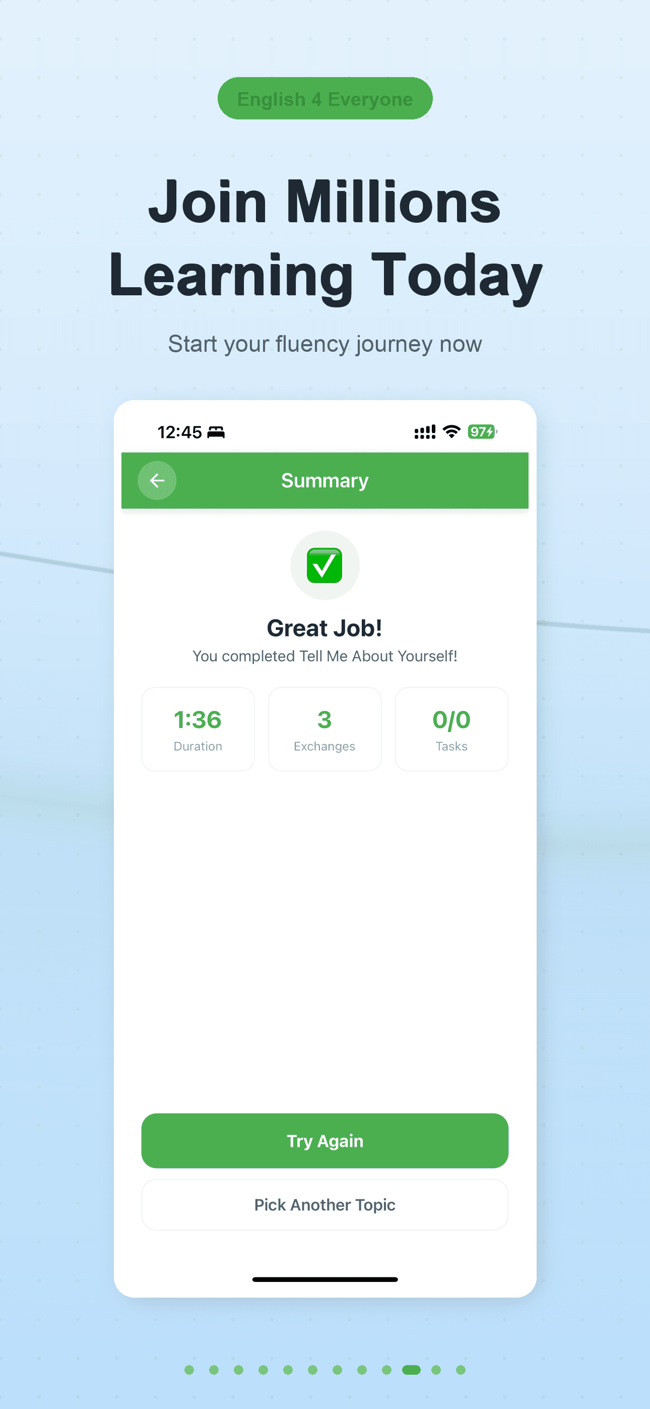 Session Summary — duration, exchanges, and tasks completed.